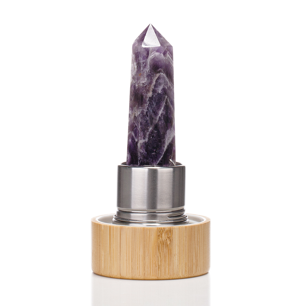 Crystal healing Water Bottle with Amethyst Stone - Deep Purple - SB3 - Image 3