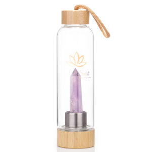 Crystal healing Water Bottle with Amethyst Stone - Light Purple - SB2